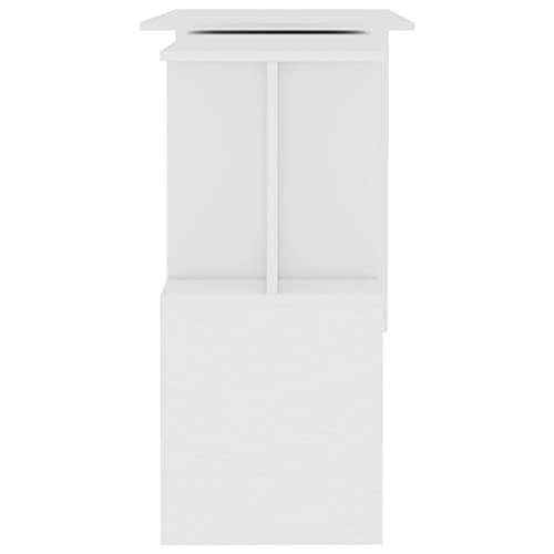 Modern White Computer Desk with Storage - 79x20x30 - for Home Office or Study