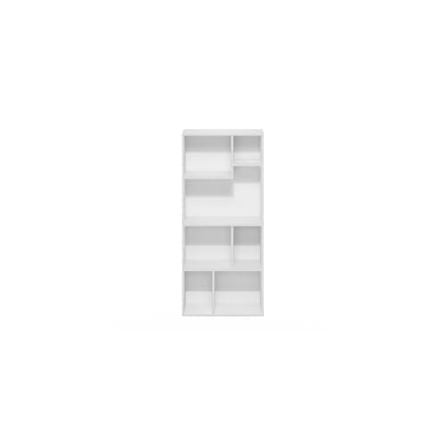 Island Oasis 7-Cube Irregular Bookcase, White, Modern Storage Organizer