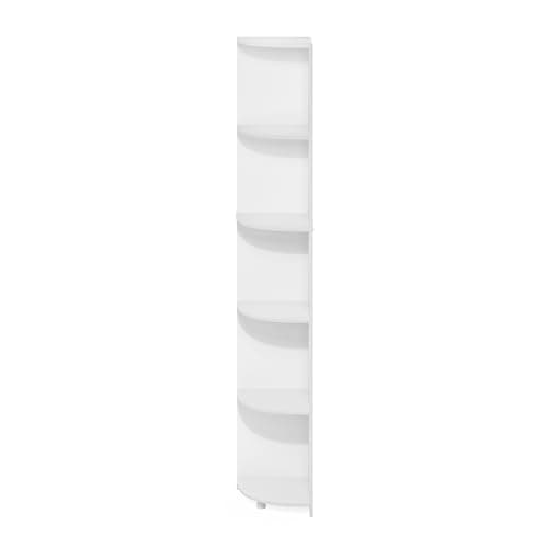 Furinno Econ 5-Tier White Corner Bookshelf