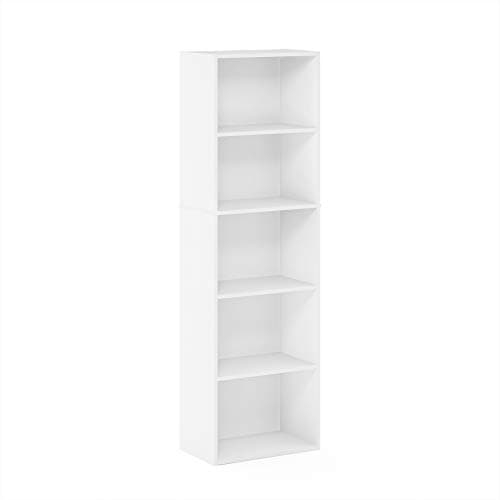 Furinno Luder 5-Tier White Bookcase & Storage