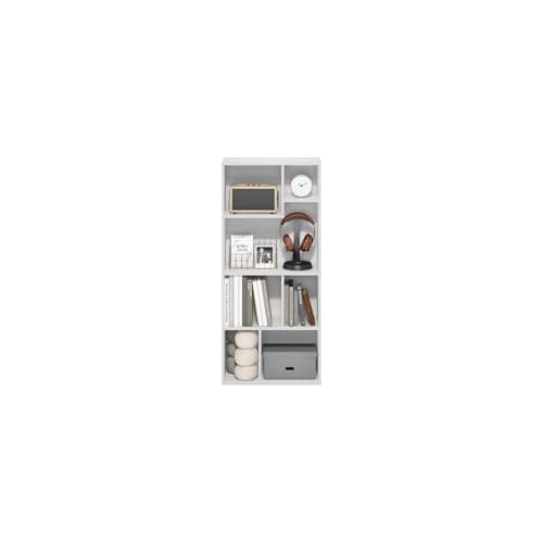 Island Oasis 7-Cube Irregular Bookcase, White, Modern Storage Organizer