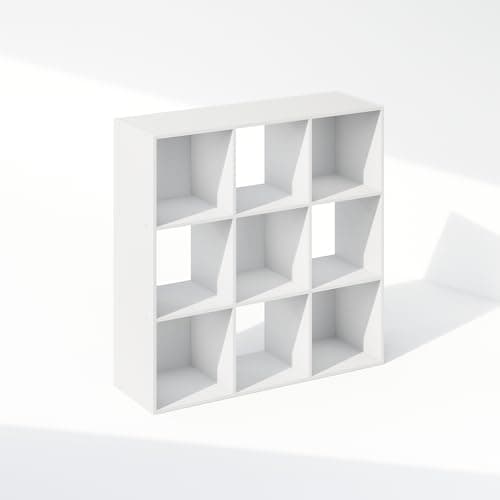 Furinno 9-Cube White Storage Cabinet and Bookcase