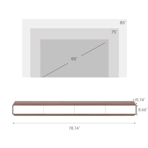 POVISON Modern Walnut TV Stand, 78 Inch Solid Wood with 4 Drawers, Full Assembled (TV Stand Only)