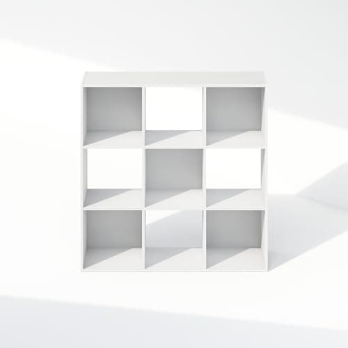 Furinno 9-Cube White Storage Cabinet and Bookcase