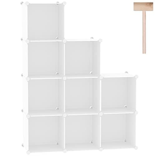 C&AHOME Cube Storage Bookshelf, 9-Cube Plastic Organizer, Stackable Shelving Units