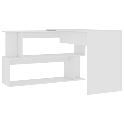 Modern White Computer Desk with Storage - 79x20x30 - for Home Office or Study