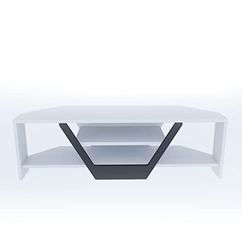 Sares 47" Corner TV Stand for Up to 55" TVs (White/Black)