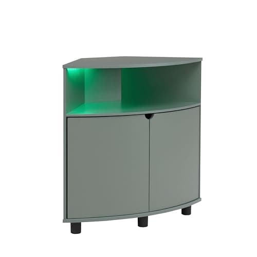 Berg Modern 31-inch LED Corner Cabinet, 16 Colors, USB Charge, White TV Stand