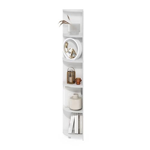 Furinno Econ 5-Tier White Corner Bookshelf