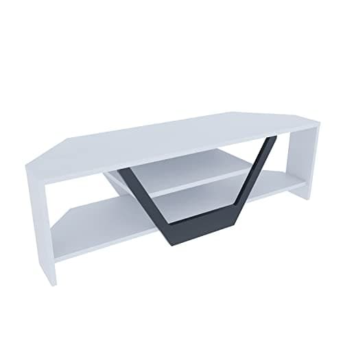 Sares 47" Corner TV Stand for Up to 55" TVs (White/Black)