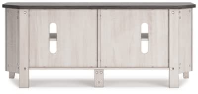 Signature Design by Ashley Modern Corner TV Stand, 4 Shelves, Up to 58" TVs, Whitewash & Gray