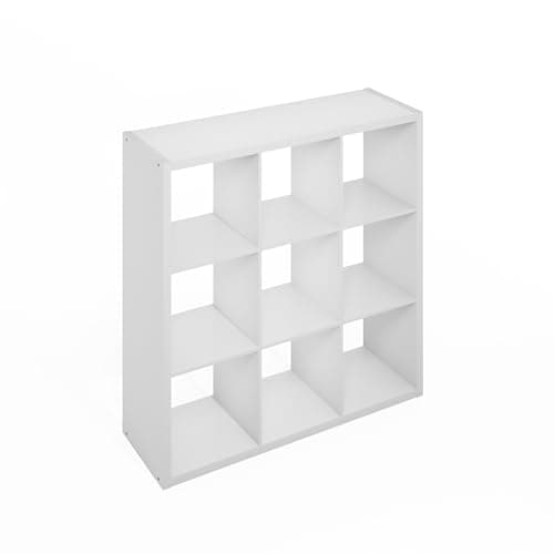 Furinno White Open Back Cube Storage Organizer, 16-Cube Shelf