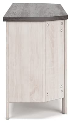 Signature Design by Ashley Modern Corner TV Stand, 4 Shelves, Up to 58" TVs, Whitewash & Gray