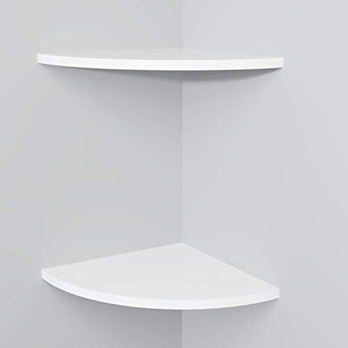 White 11 Inch Corner Wall Shelf Set for Kitchen, Living Room, Bathroom Decor