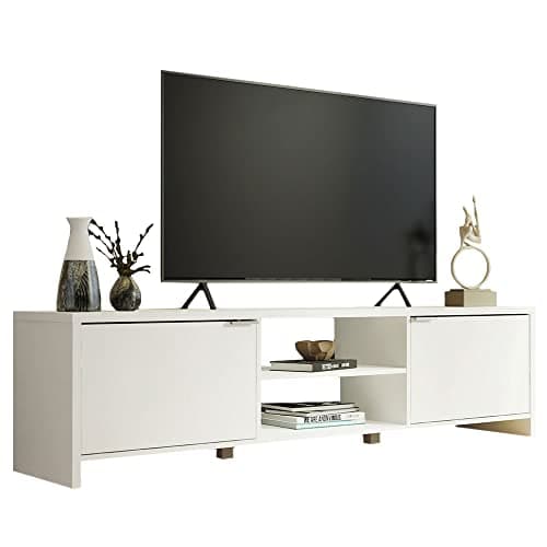 Madesa Black Large TV Stand with Cable Management for 65-75 Inch TVs