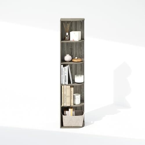 Furinno Reed French Oak 5-Tier Corner Storage Shelf