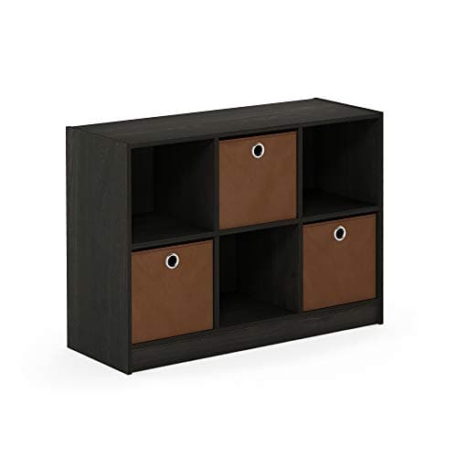 Furinno Espresso 3x2 Cube Storage Bookcase with Bins