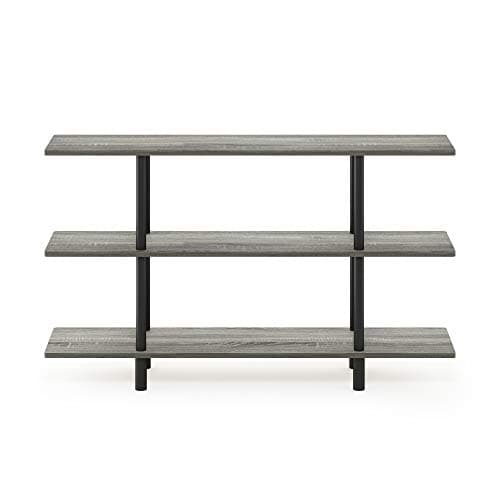 Furinno French Oak Grey/Black 3-Tier Wide Display Shelf
