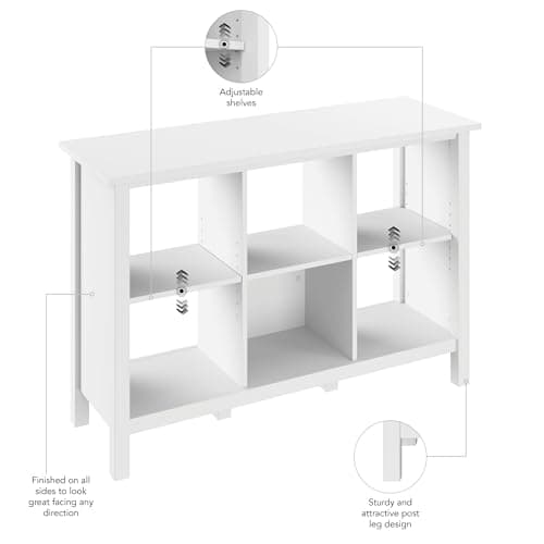Bush Furniture Broadview 6 Cube Storage Shelving, White Home Office Organizer