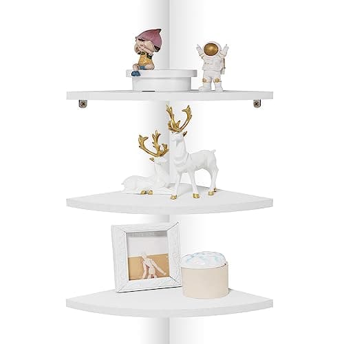 Joiishom Dark Brown Corner Wall Shelf Set of 3