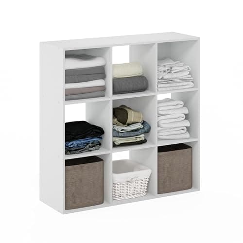 Furinno Pelli 9-Cube White Storage Organizer for Clothing and Closets