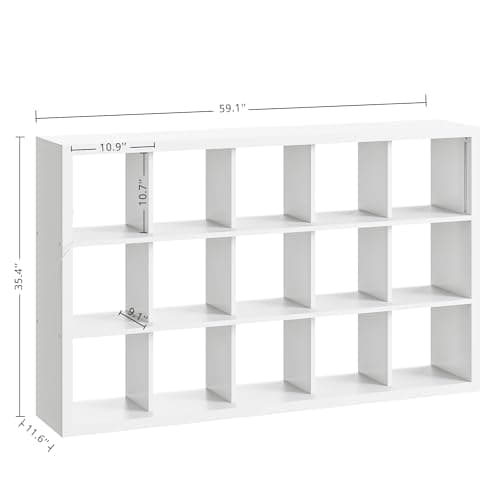 IRONCK 15-Tier Cube Bookcase with LED Lights, White