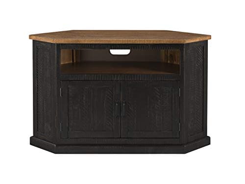 Rustic Corner TV Stand for Martin Svensson Home, Antique Black and Honey Tobacco