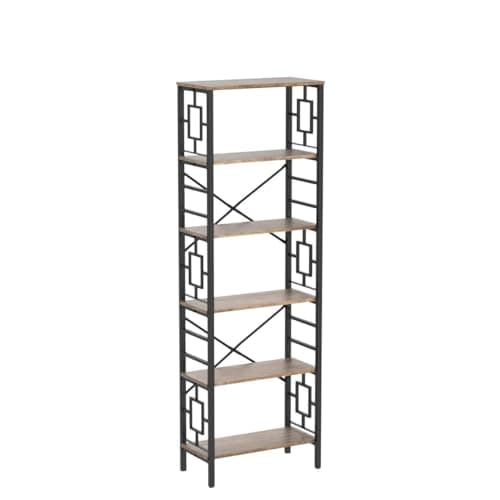 HOMISSUE 6-Tier Rustic Brown Metal Bookshelf for Home Office