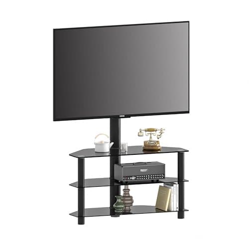 Heavy Duty Swivel Corner TV Stand with 3 Shelves & Cable Management