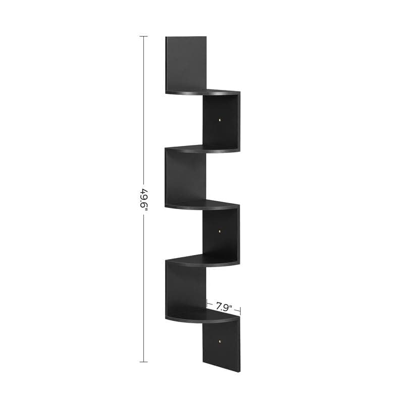 VASAGLE Ink Black 5-Tier Corner Wall Mount Shelf for Any Room