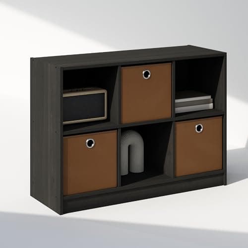 Furinno 6-Cube Multipurpose Storage Organizer Shelf, White/Black