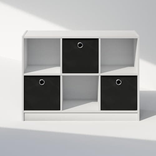 Furinno 6-Cube Multipurpose Storage Organizer Shelf, White/Black