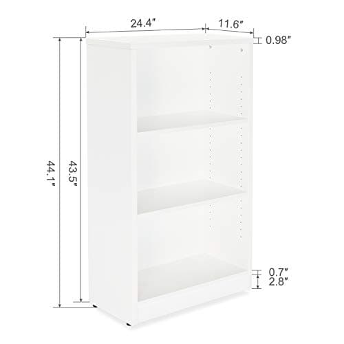 White 3-Layer Wood Bookshelf for Small Spaces Home Office Library