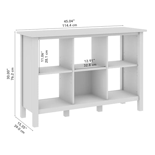 Bush Furniture Broadview 6 Cube Storage Shelving, White Home Office Organizer