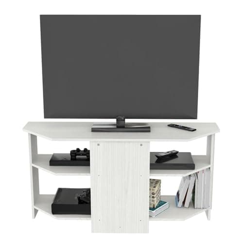 Inval MTV-16919 Wood TV Stand 60" Flat Screen, 4 Open Shelves, Washed Oak