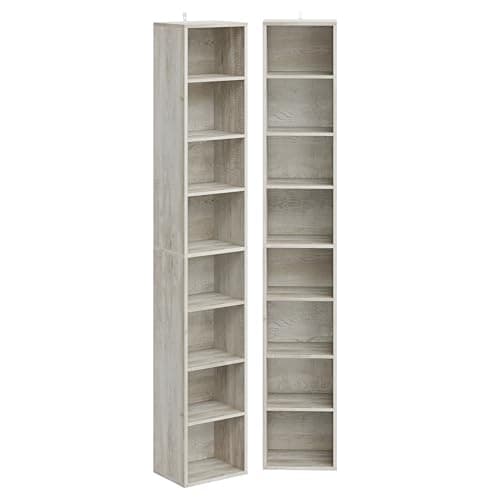 IRONCK Tall Narrow 8-Tier Bookshelf, Compact Corner Design, Ideal for Living Room, Office, Study, Bedroom