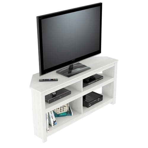 Inval MTV-16919 Wood TV Stand 60" Flat Screen, 4 Open Shelves, Washed Oak