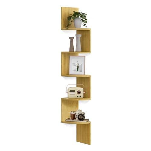 VASAGLE Cloud White 5-Tier Floating Corner Bookshelf for Home Office