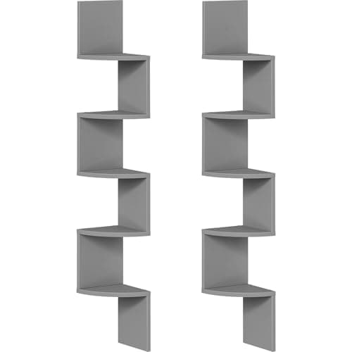 HOOBRO 5-Tier Rustic Brown Floating Corner Shelves for Living Room, Bedroom & More