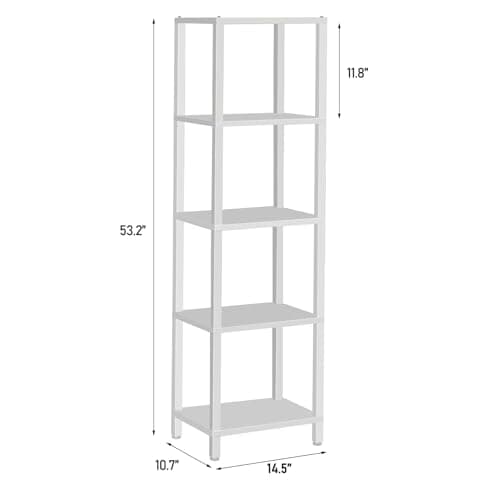 TUTOTAK White 5-Tier Tall Narrow Bookshelf for Small Spaces