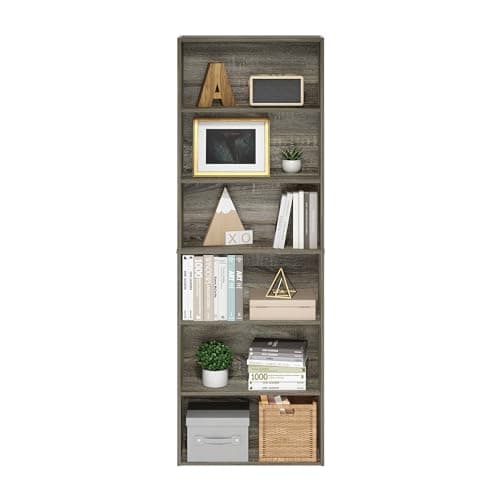 Furinno Jaya 6-Tier French Oak Free Standing Bookcase