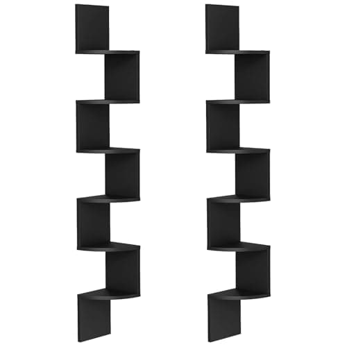 HOOBRO 5-Tier Rustic Brown Floating Corner Shelves for Living Room, Bedroom & More