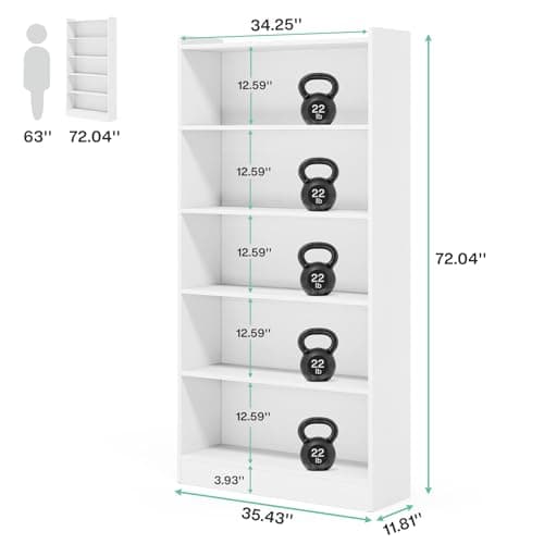 Tribesigns 6-Tier Tall Bookcase, 71" Floor Standing Bookshelf for Home Office, Living Room, Bedroom