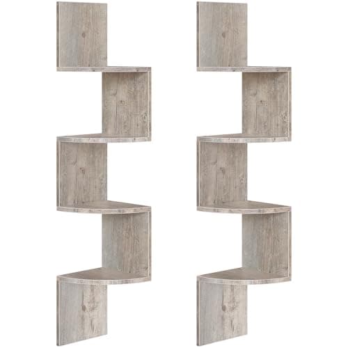 HOOBRO 5-Tier Rustic Brown Floating Corner Shelves for Living Room, Bedroom & More