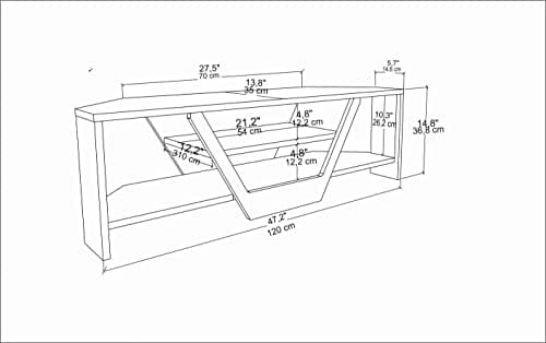 Sares 47" Corner TV Stand for Up to 55" TVs (White/Black)