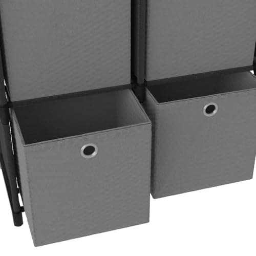 6-Cube Storage Shelf with Fabric Boxes, Modern Black Design for Home