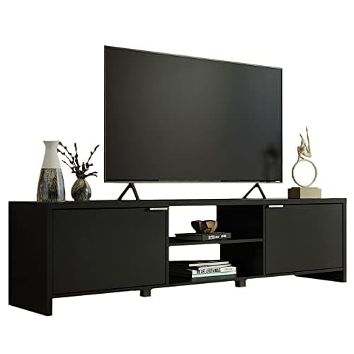 Madesa Black Large TV Stand with Cable Management for 65-75 Inch TVs