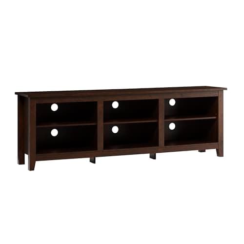Walker Edison Wren Classic 6 Cubby TV Stand, 70 Inch, Black