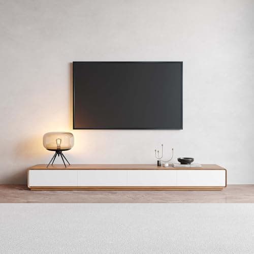 POVISON Modern Walnut TV Stand, 78 Inch Solid Wood with 4 Drawers, Full Assembled (TV Stand Only)