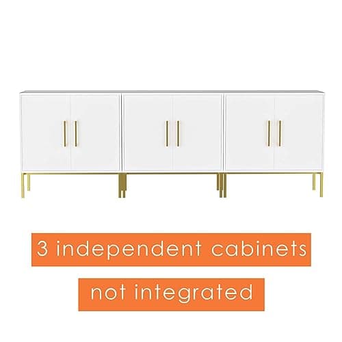 LYNSOM 85 Inch TV Stand with 3 Cabinets for Living Room (White)
